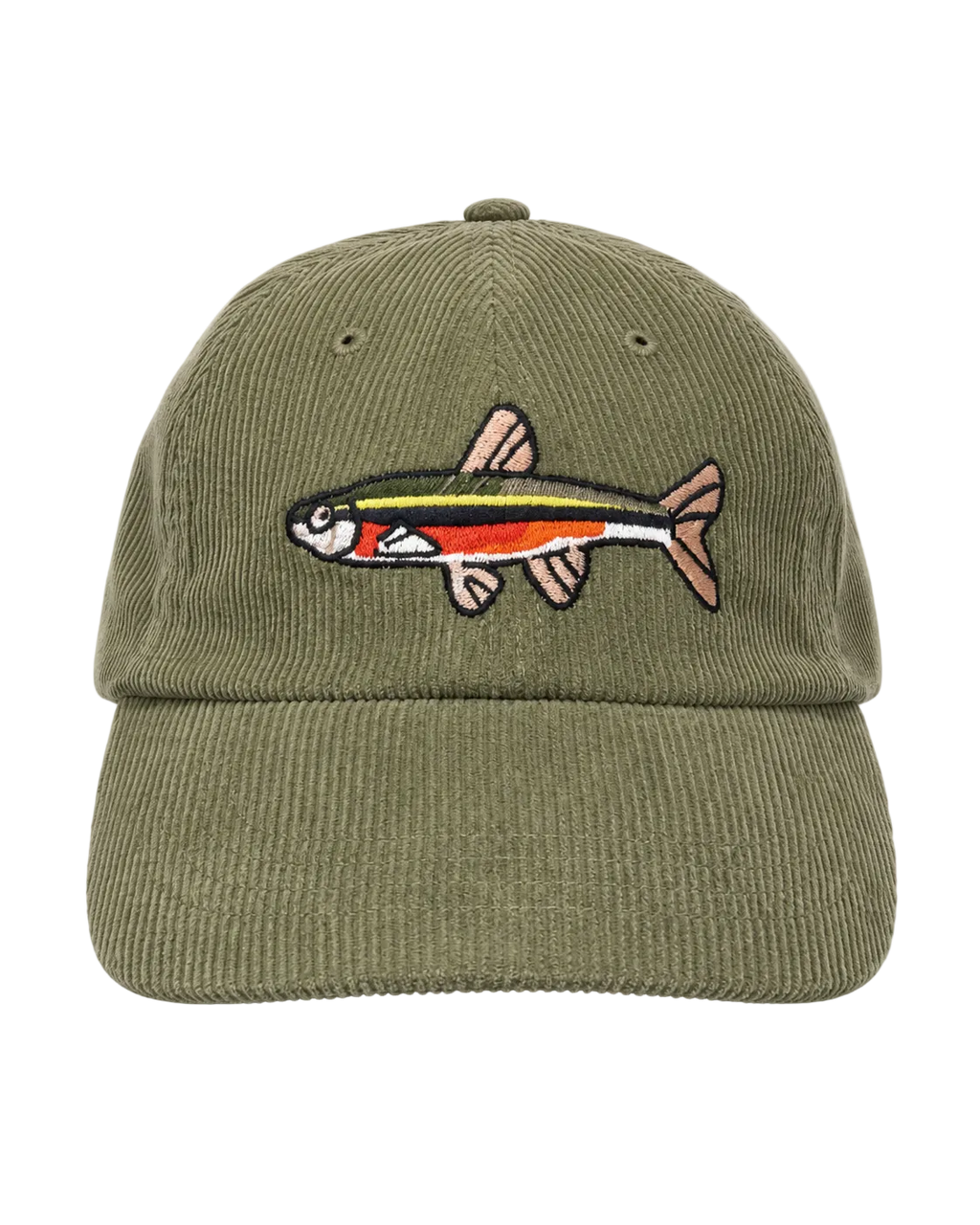 Green cap with a fish design on a white background