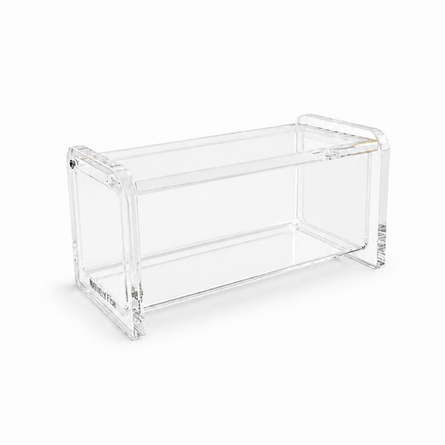 Clear acrylic case with lid closed